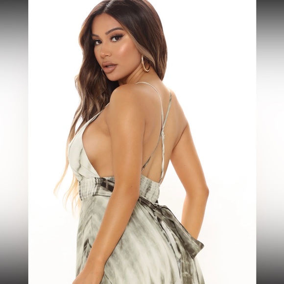 Brunching Mood Tie Dye Maxi Dress - Olive - Picture 4 of 5